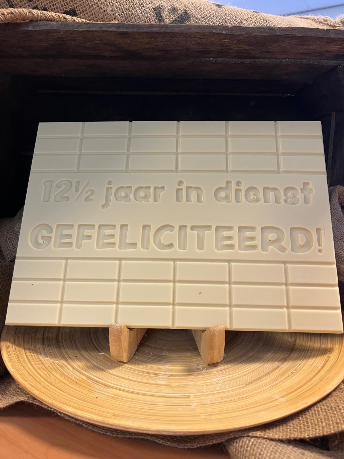 Chocoladetablet 12,5 jaar in dienst