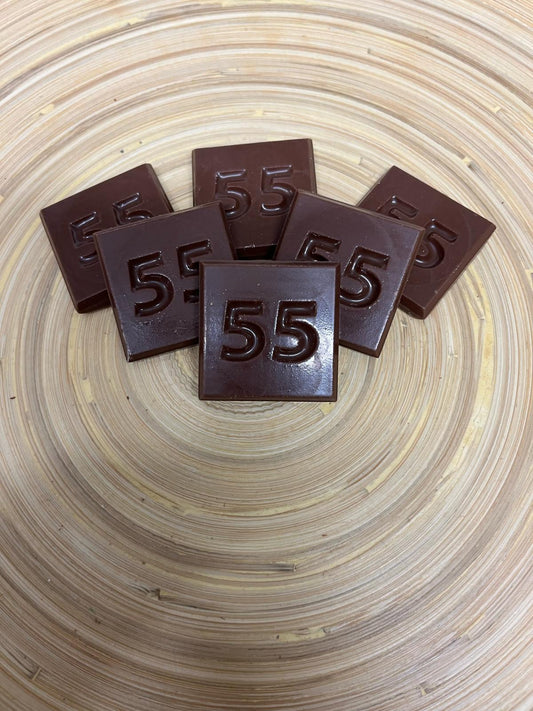 55 Jahre / Zahlen-Schokoladestückchen 32 Stück
