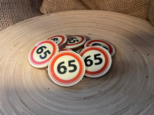Chocolade rondjes 65 verkeersbord 20 stuks - Verjaardag - Jubileum