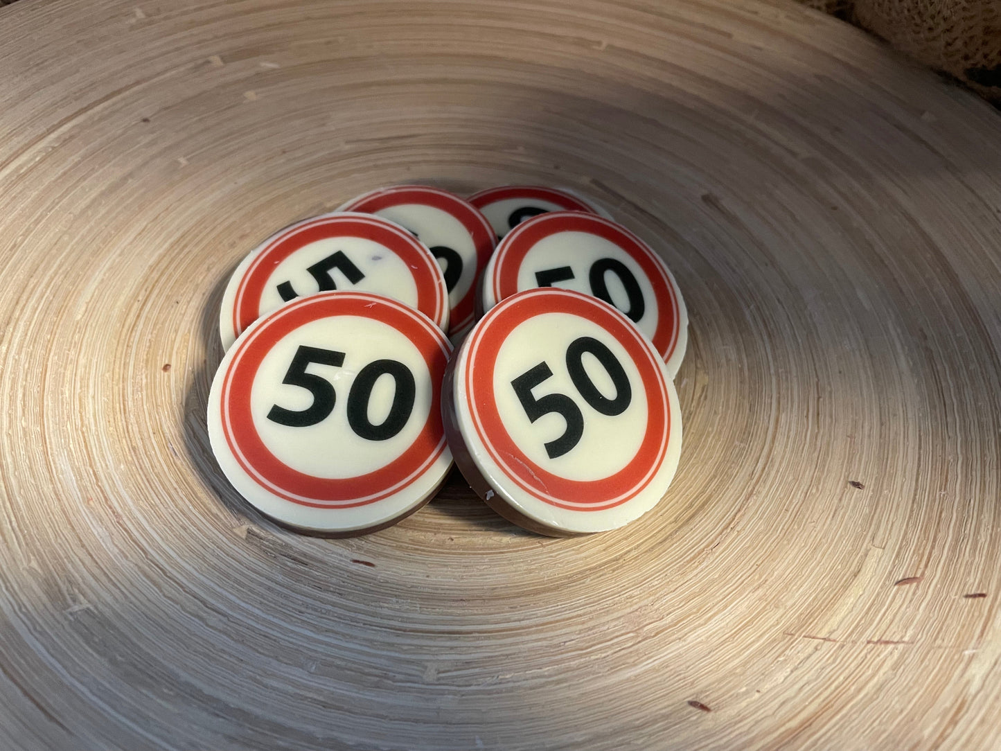 Chocolade rondjes 50 verkeersbord 20 stuks - Verjaardag - Jubileum